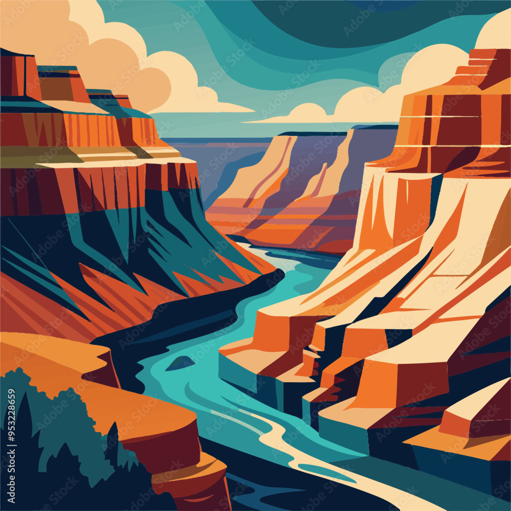 Naklejka premium landscape with mountains