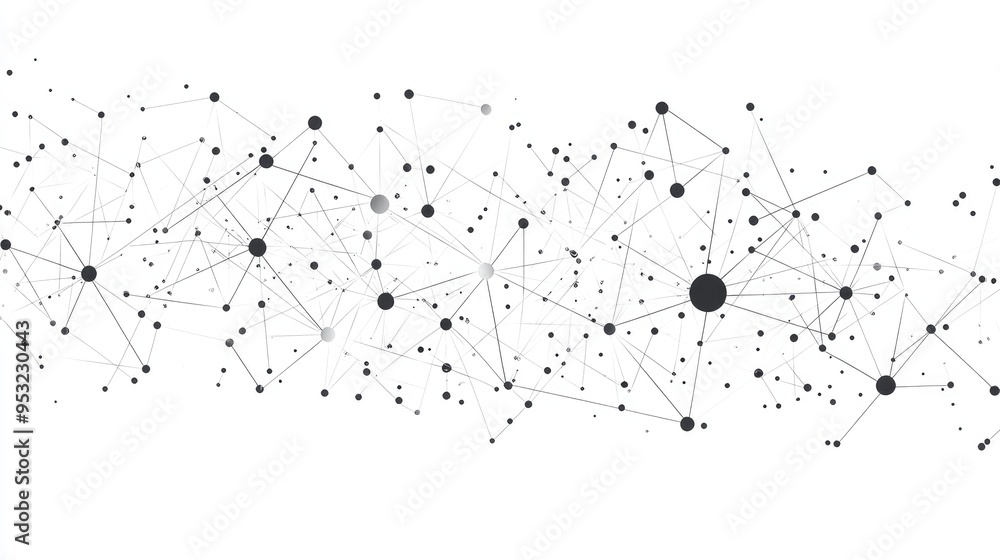 Abstract Geometric Network of Connected Dots and Lines on White Background Abstract Geometric Network of Connected Dots and Lines on White Background