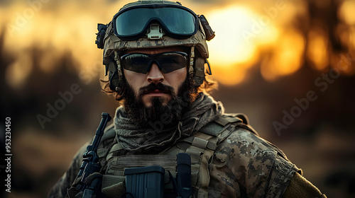 A soldier in camouflage uni...