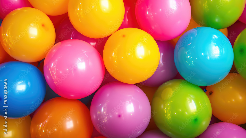 multi-colored bright round balloons, highly detailed image
