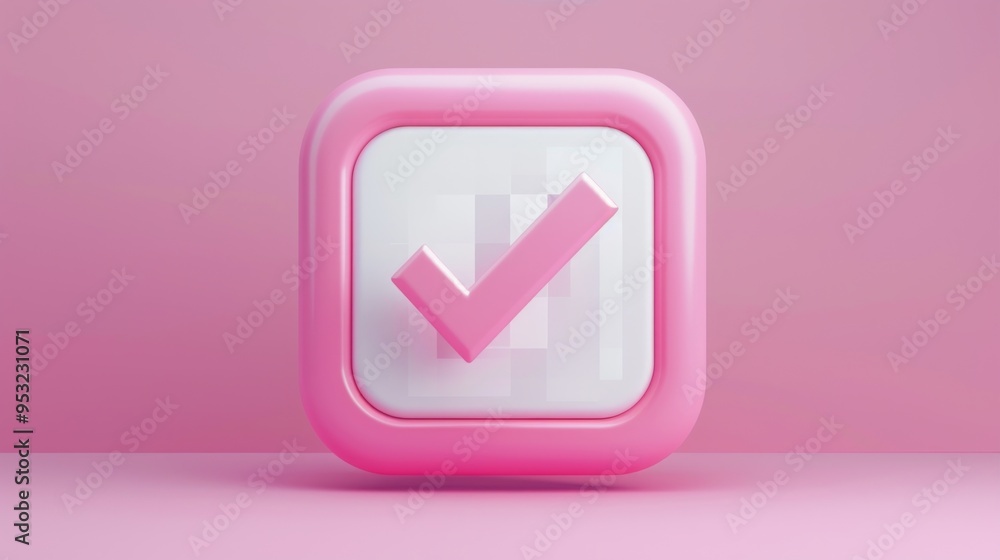 Pink Checkmark Icon in a Square Frame Pink Checkmark Icon in a Square Frame