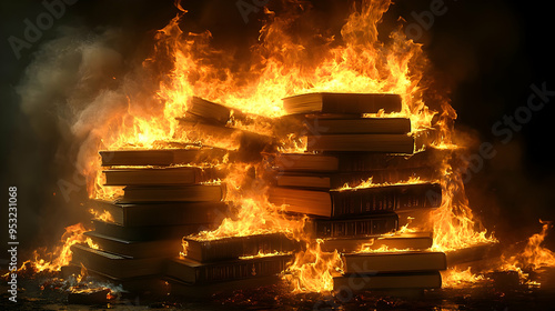 A stack of books engulfed i...