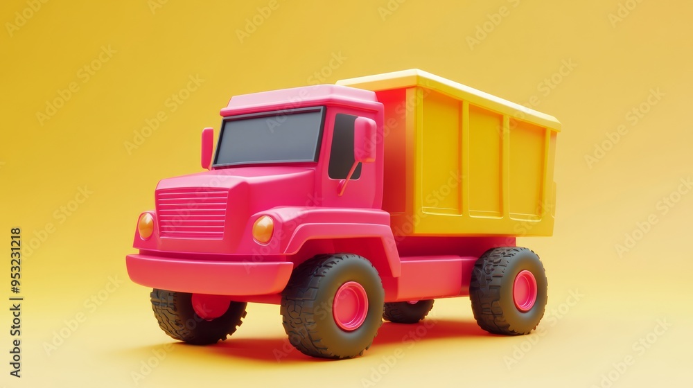 Cartoon Dump Truck on Yellow Background Cartoon Dump Truck on Yellow Background