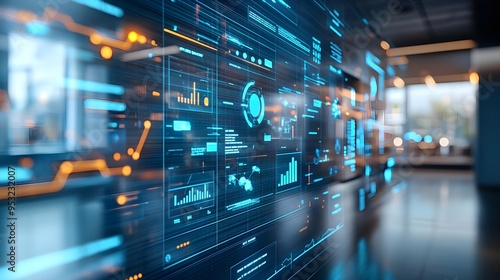 Wallpaper Mural Futuristic Tech Interface with Data Analytics Display Torontodigital.ca