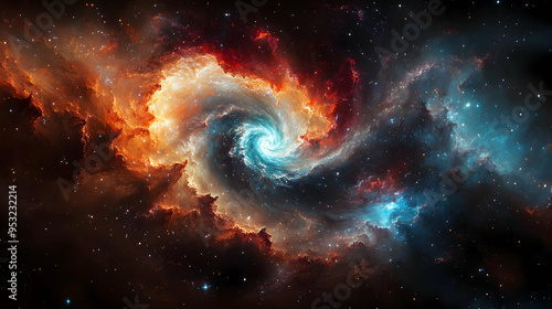 A swirling nebula with vibr...