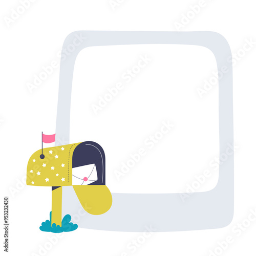 Post world day, cartoon vector isolate frame on the white background