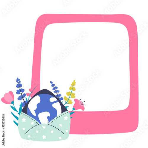 Post world day, cartoon vector isolate frame on the white background