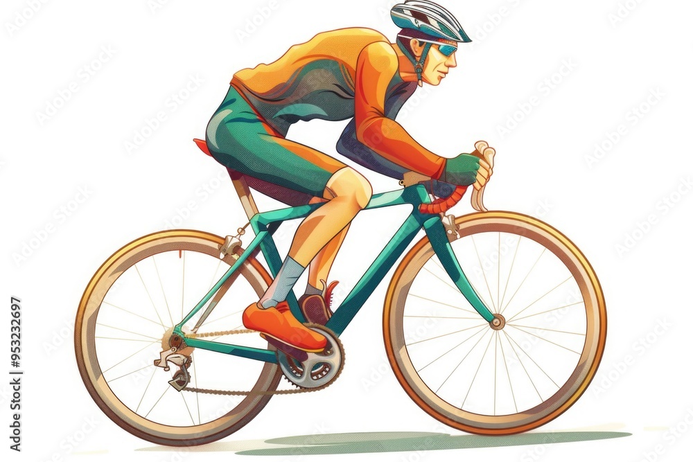 Fototapeta premium A person cycling on a plain white surface