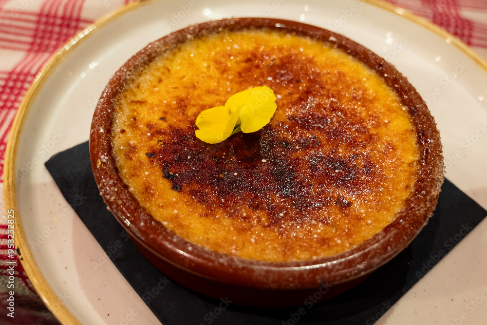 creme brulee french dessert with carmelized sugar on top creme brulee french dessert with carmelized sugar on top