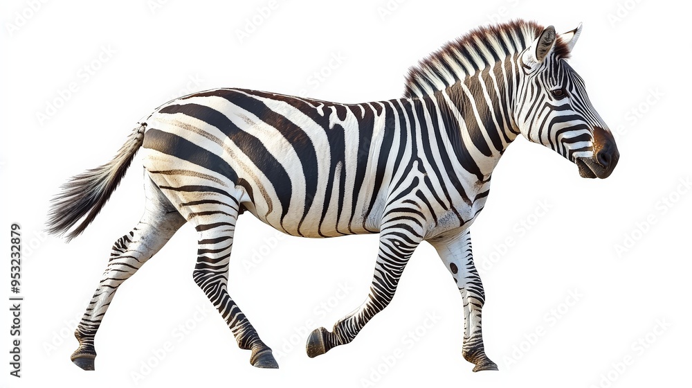 Zebra in Motion: Isolated Elegance Zebra in Motion: Isolated Elegance
