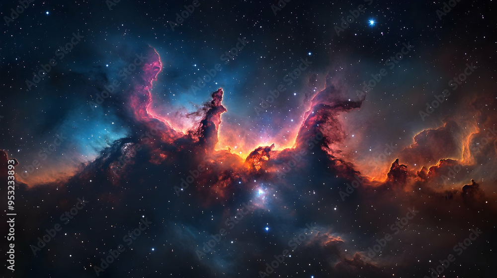 A vibrant nebula with swirling colors and glowing stars in the vast expanse of space. A vibrant nebula with swirling colors and glowing stars in the vast expanse of space.