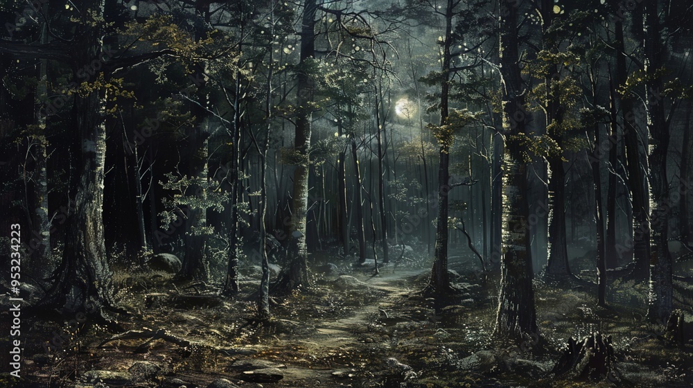 Obraz premium Dark forest wallpaper