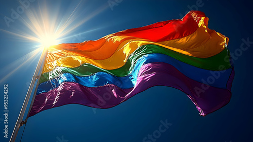 A vibrant rainbow flag wave...