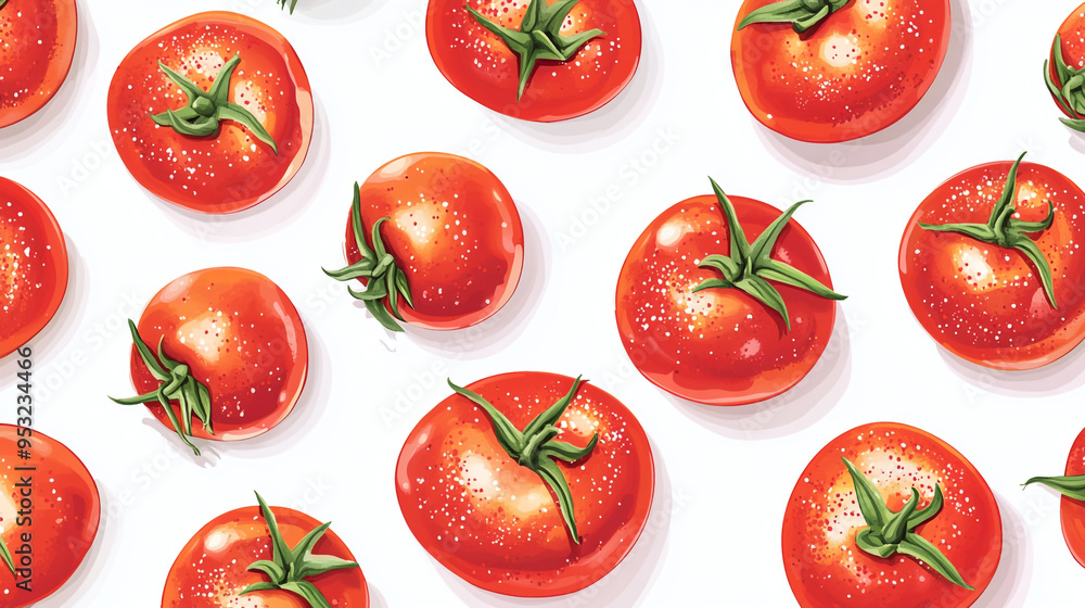 Fresh red tomatoes arranged on a white background, showcasing their vibrant color and natural textures, ideal for culinary inspiration Fresh red tomatoes arranged on a white background, showcasing their vibrant color and natural textures, ideal for culinary inspiration