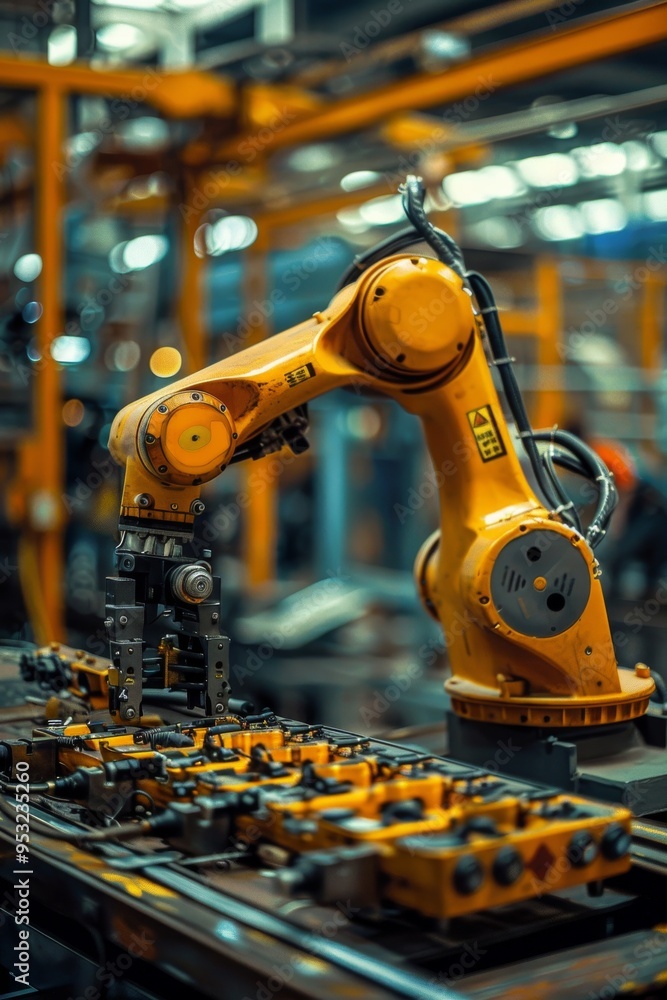 AI-enhanced industrial automation, human technicians supervising AI-enhanced industrial automation, human technicians supervising