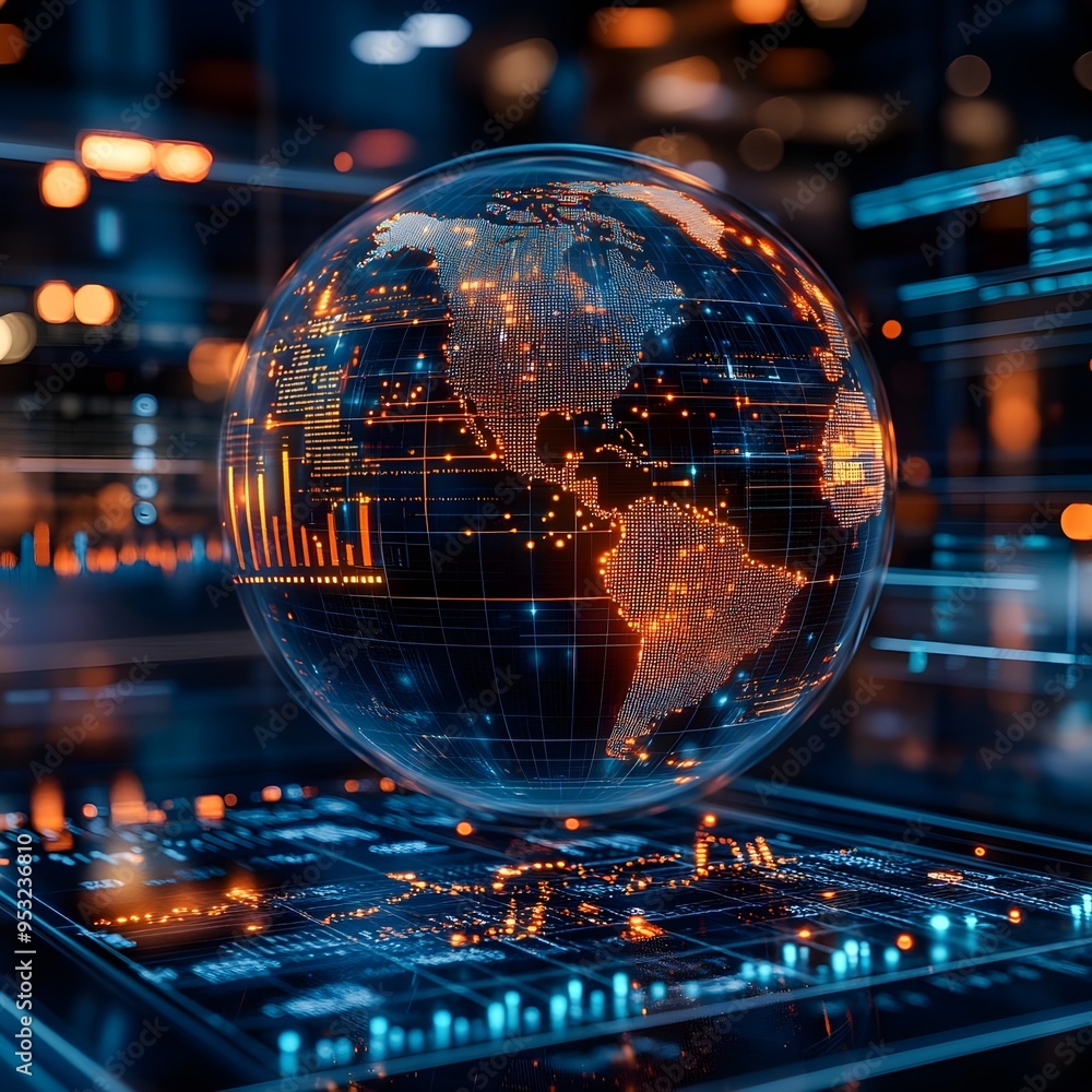 Global Network, Digital Earth, Futuristic Technology