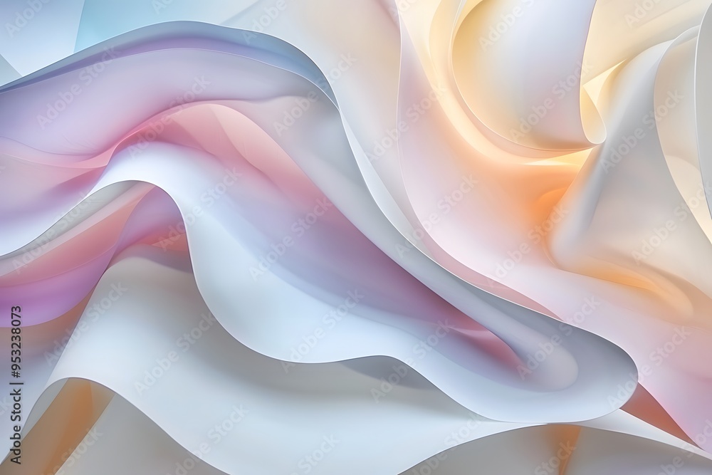Obraz premium sleek modern abstract composition with flowing curved lines and arches in gradient of pastel colors