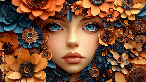 A woman's face framed by in...
