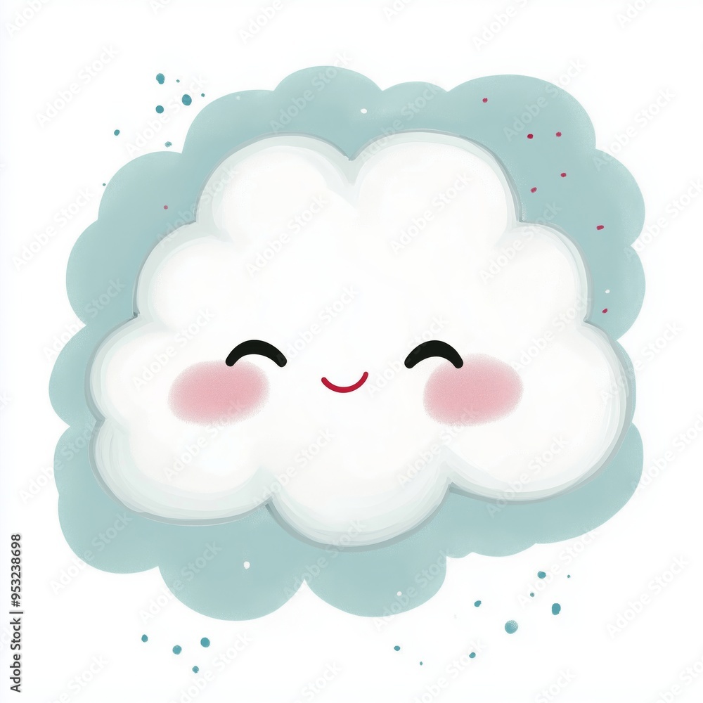 A Whimsical and Cheerful Cartoon Cloud in a Blue Sky A Whimsical and Cheerful Cartoon Cloud in a Blue Sky
