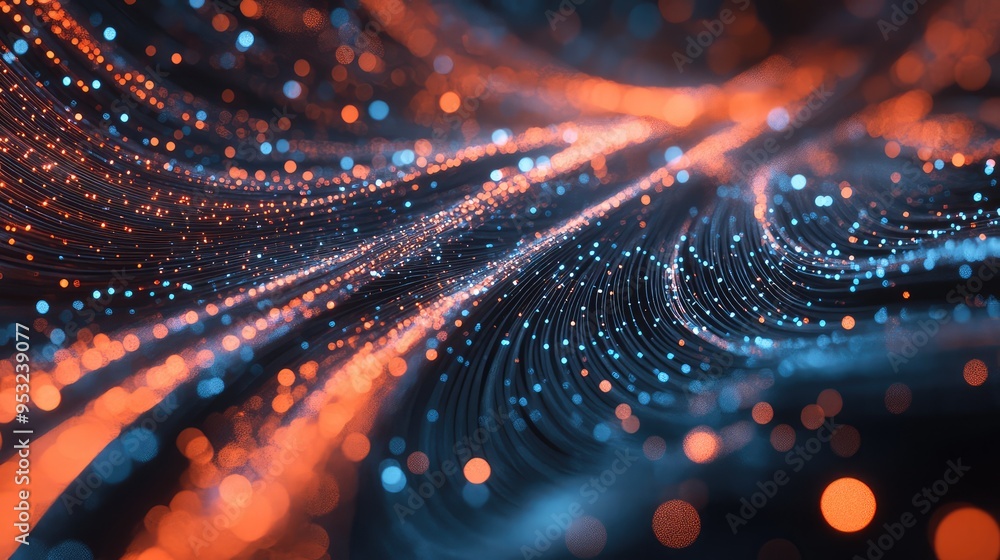 Glowing fiber optics in an abstract digital background, showcasing the intricate connections of a global network. Glowing fiber optics in an abstract digital background, showcasing the intricate connections of a global network.