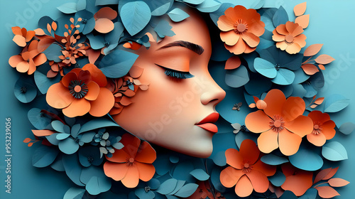A woman's face is surrounde...