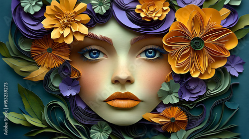 A woman's face made of pape...