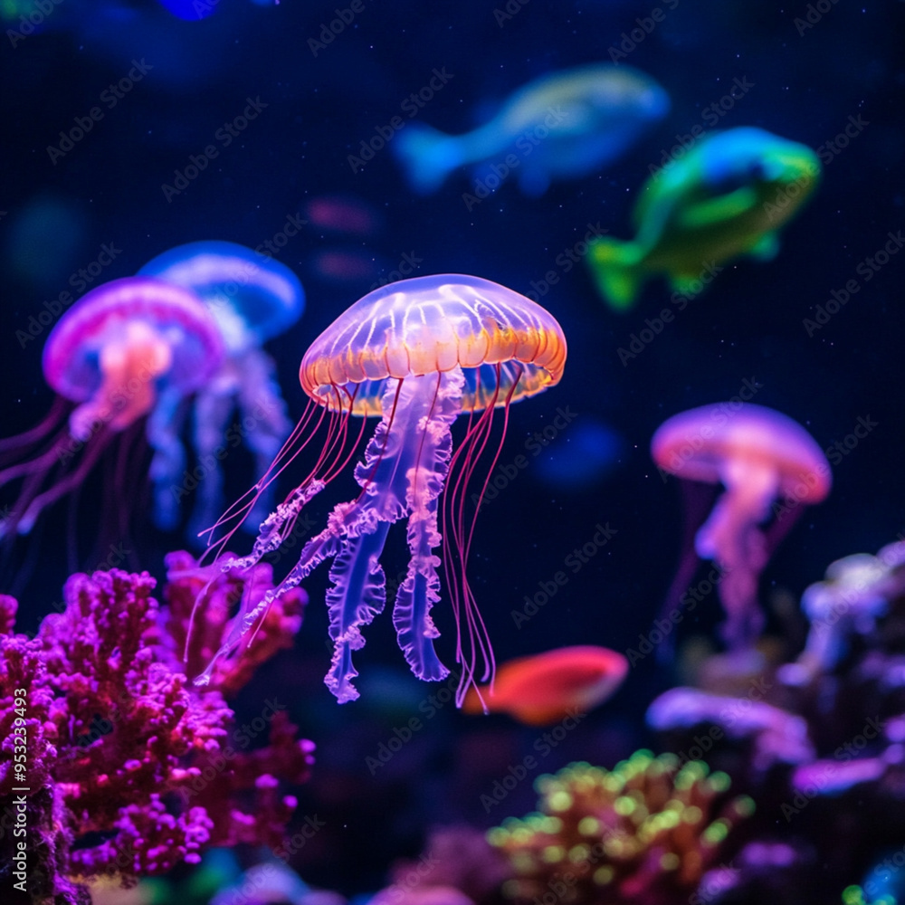 ่Growing Jellyfish in the ocean world water tank4 ่Growing Jellyfish in the ocean world water tank4