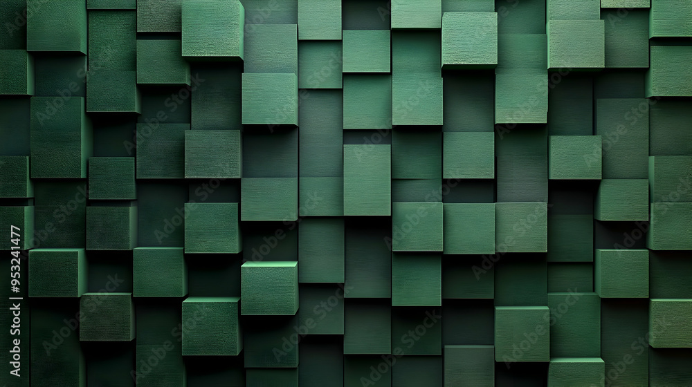Abstract 3D Green Block Wall Texture. Abstract 3D Green Block Wall Texture.