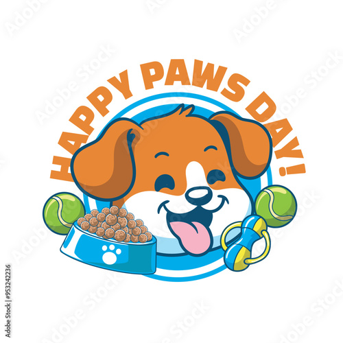 Happy Paws Day funny vector hand drawn cartoon illustration for sticker, badge, patch, banner, greeting card, invitation photo