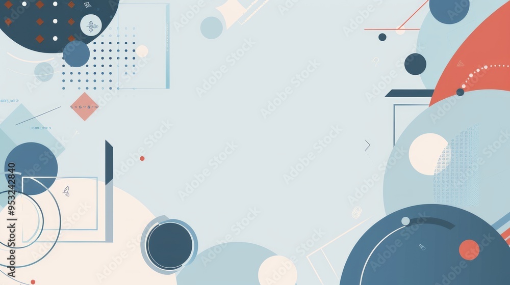 Abstract Geometric Composition with Blue, Red and Beige Colors Abstract Geometric Composition with Blue, Red and Beige Colors