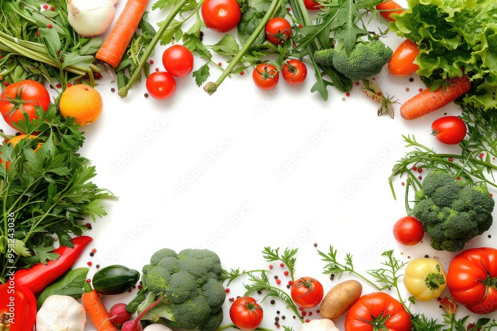 A colorful arrangement of various vegetables in a circular pattern A colorful arrangement of various vegetables in a circular pattern