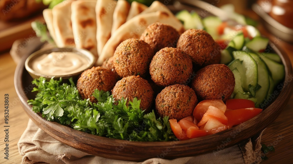 falafel served with pita bread falafel served with pita bread