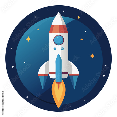 cartoon rocket in space