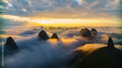 Aerial photography China Guangxi guilin Yangshuo beautiful scenery karst landform