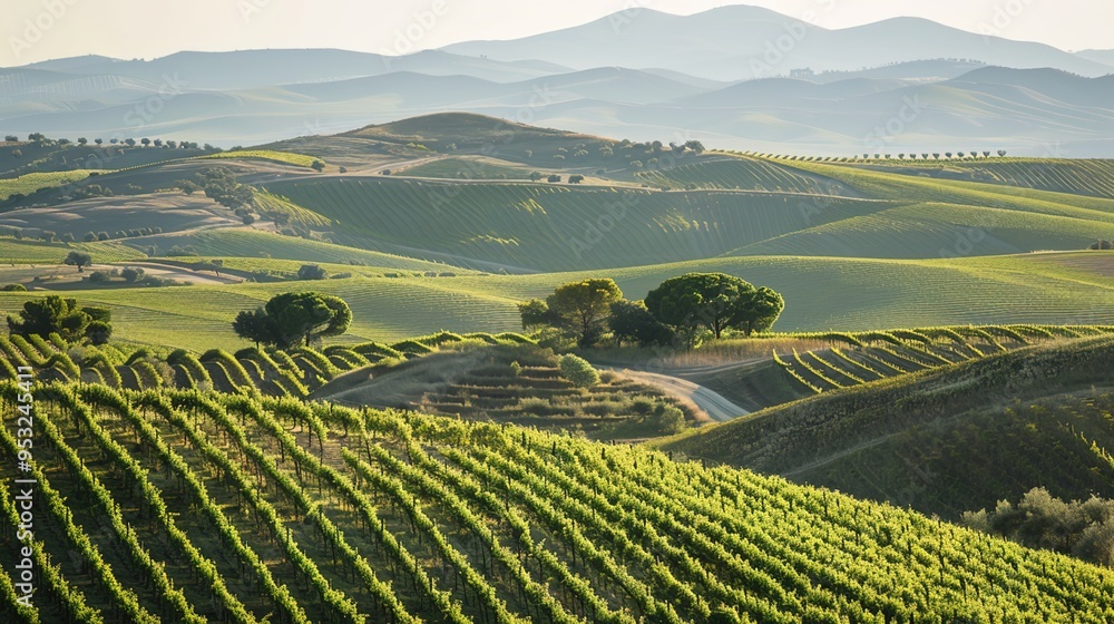 Fototapeta premium hills and vineyard wallpaper
