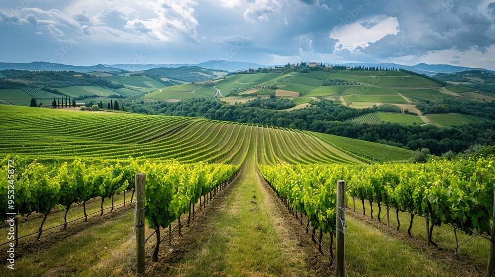 Fototapeta premium hills and vineyard wallpaper