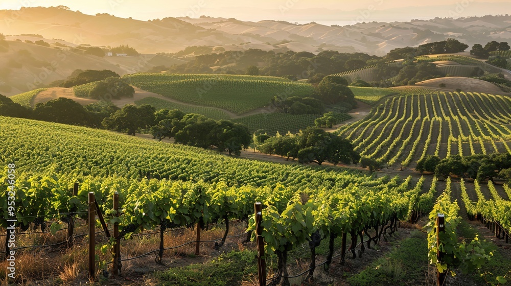 Naklejka premium hills and vineyard wallpaper