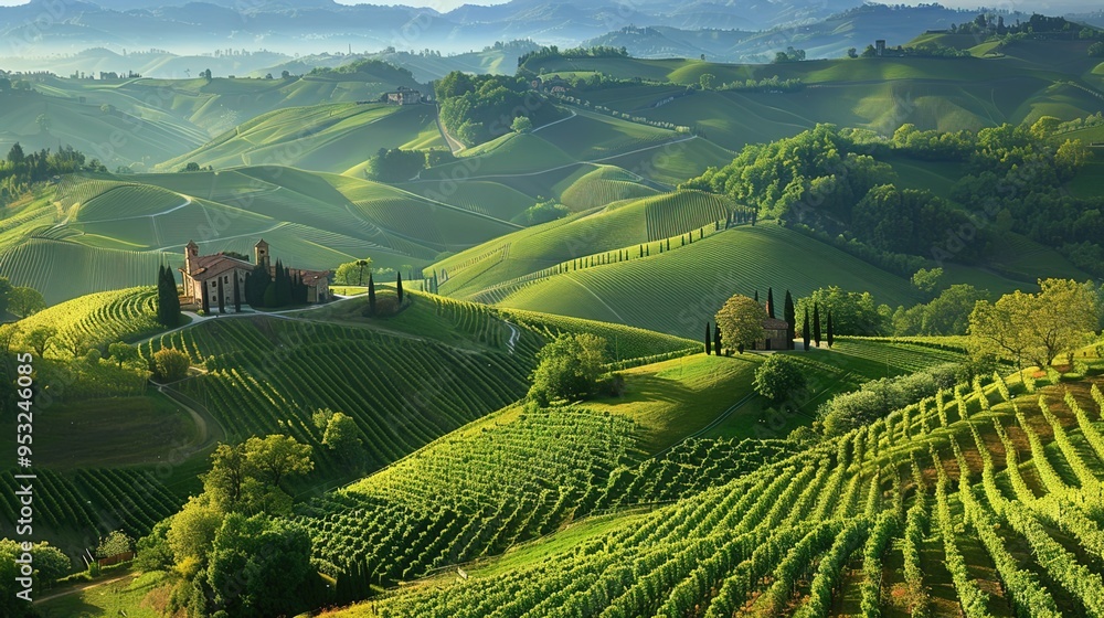 Fototapeta premium hills and vineyard wallpaper