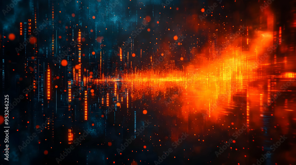 Abstract digital background with glowing orange and blue lines. Abstract digital background with glowing orange and blue lines.