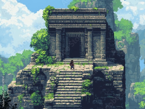 Journey through the Pixelated Past: Nostalgic Adventure in a 16-Bit Ancient Temple