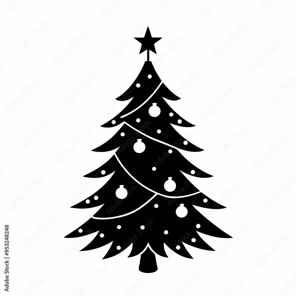 Christmas tree with ornaments vector illustration.
Christmas tree with ornaments vector illustration.