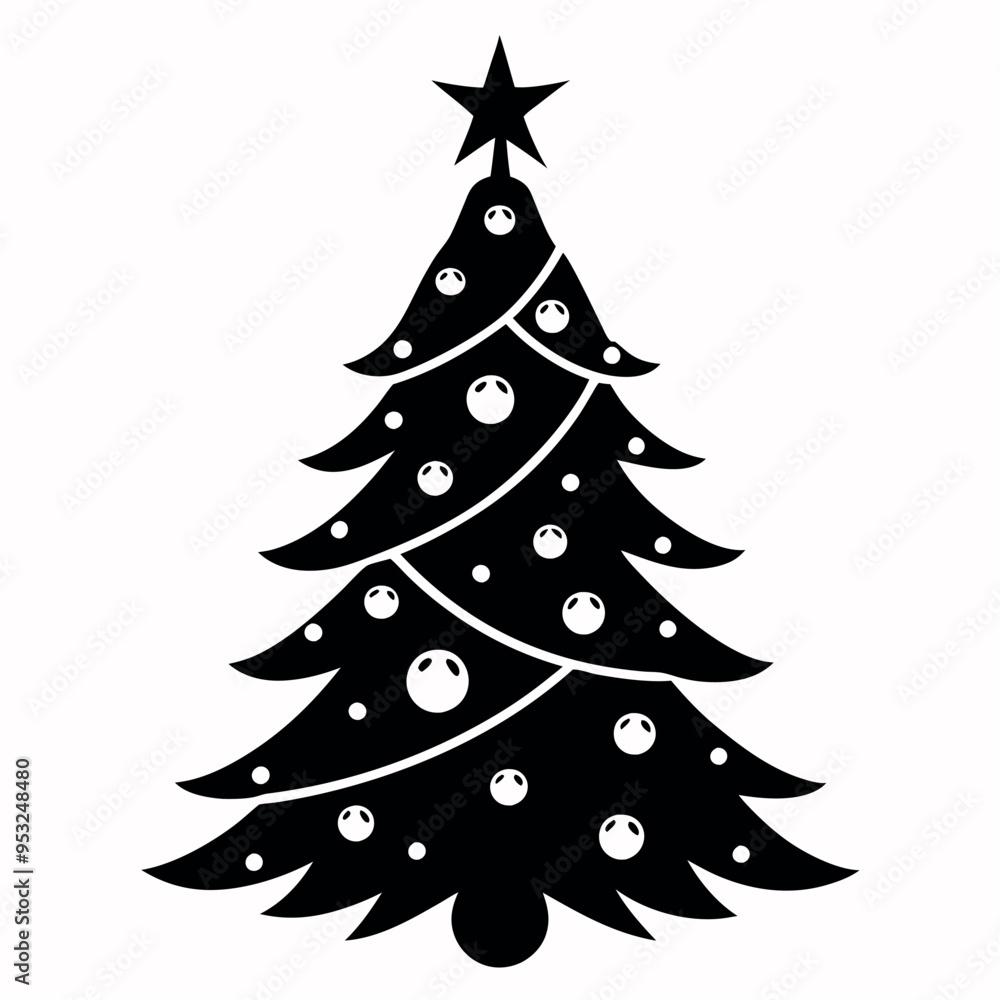 Christmas tree with ornaments vector illustration.
Christmas tree with ornaments vector illustration.