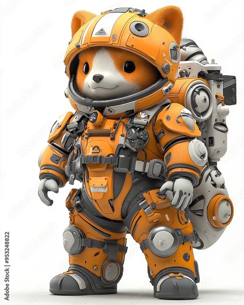 Cute Fox Astronaut in Futuristic Space Suit Cute Fox Astronaut in Futuristic Space Suit