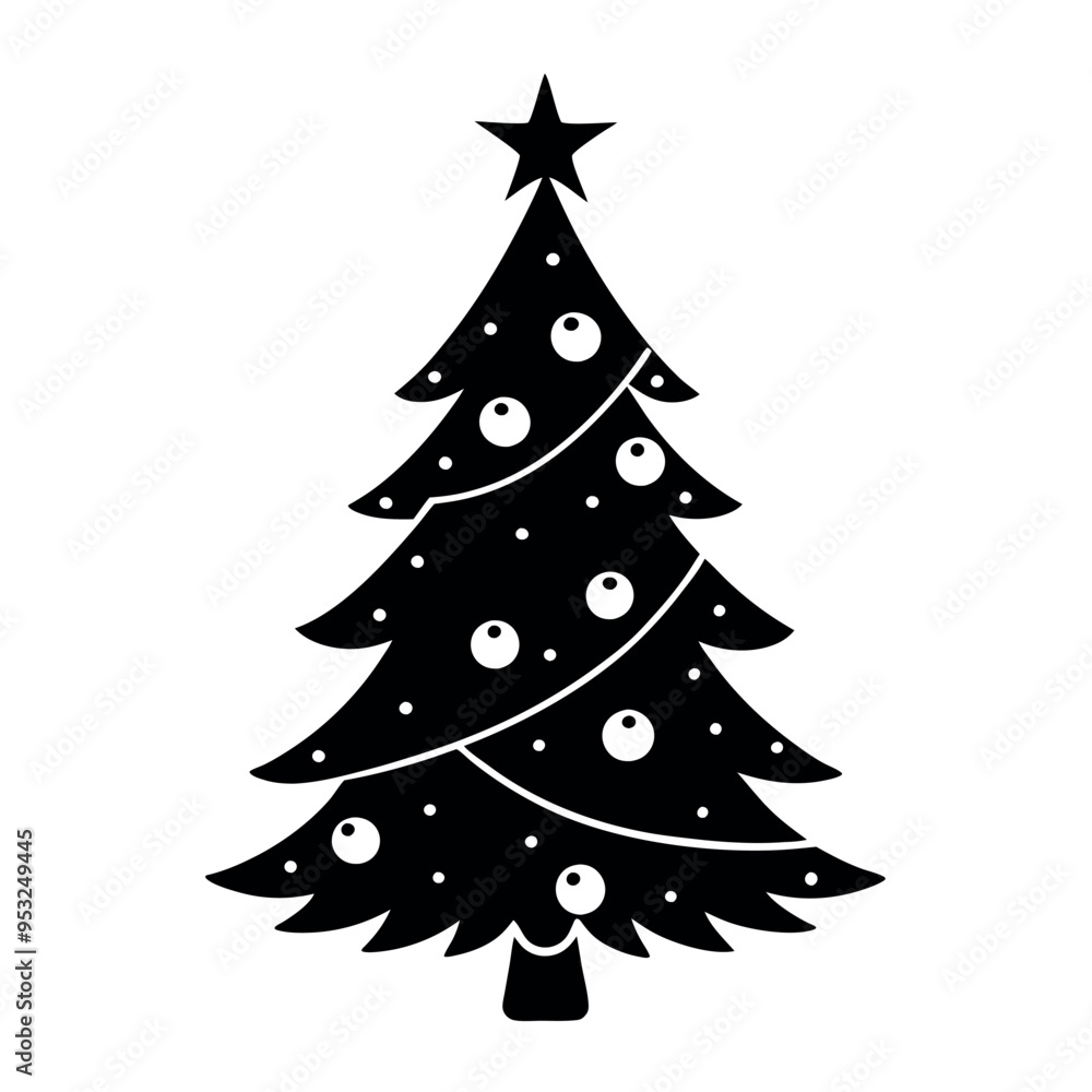 Christmas tree with ornaments vector illustration.
Christmas tree with ornaments vector illustration.