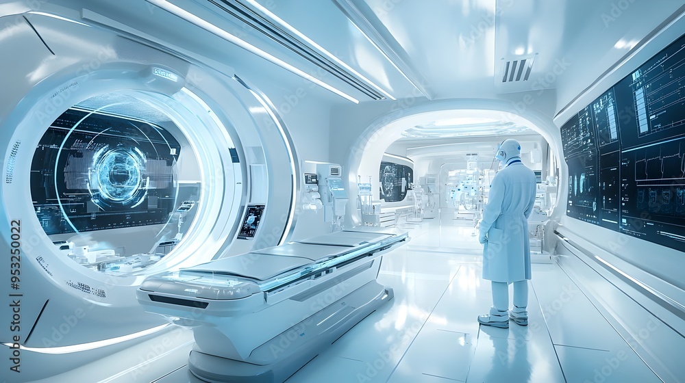 Futuristic Hospital with Next Gen Medical Technology and Robotic Doctors Futuristic Hospital with Next Gen Medical Technology and Robotic Doctors