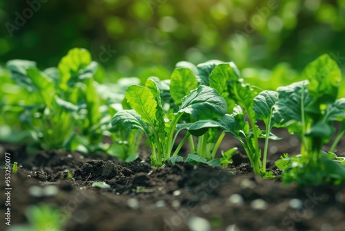 Close-up shot of a group of green plants