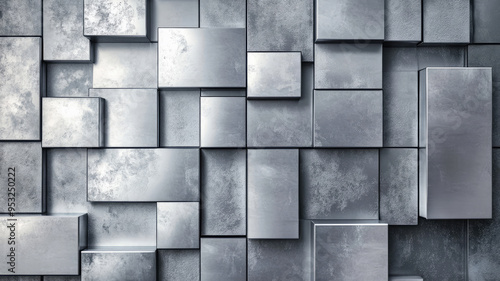 modern luxury background texture of silver rectangular blocks, extremely detailed image photo