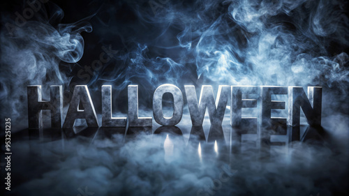 Spooky Halloween Text With Smoke Background