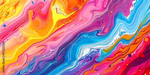 Abstract marbled acrylic paint ink painted waves painting texture colorful background banner - Bold colors, 