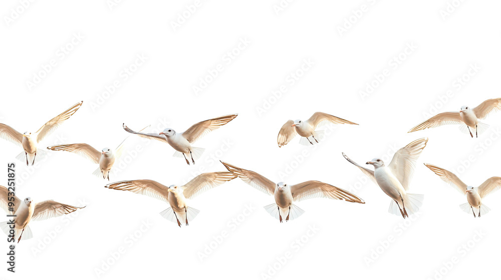 Fototapeta premium Seagulls Flying in Formation